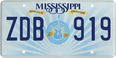 MS license plate ZDB919