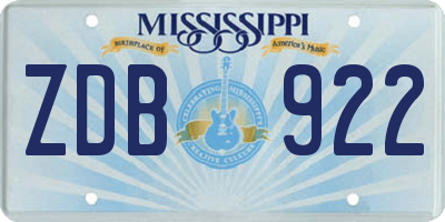 MS license plate ZDB922
