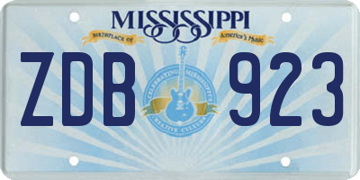 MS license plate ZDB923