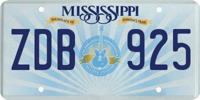 MS license plate ZDB925