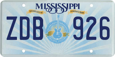 MS license plate ZDB926