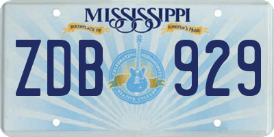 MS license plate ZDB929