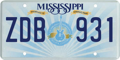 MS license plate ZDB931