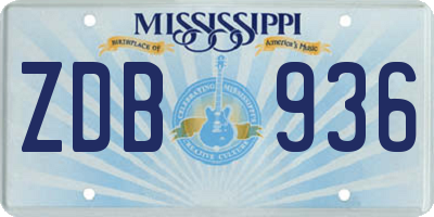 MS license plate ZDB936
