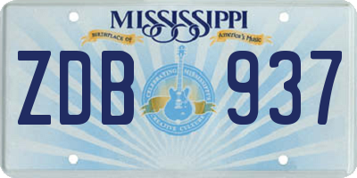 MS license plate ZDB937