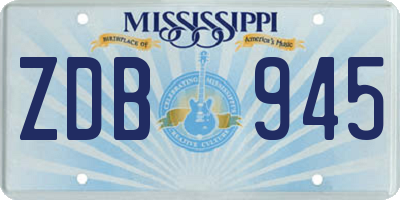 MS license plate ZDB945