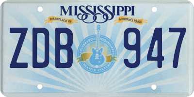 MS license plate ZDB947