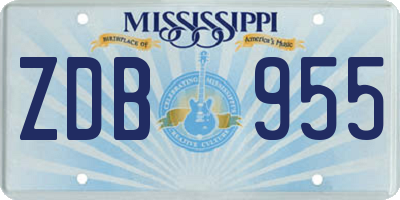 MS license plate ZDB955
