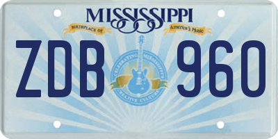 MS license plate ZDB960