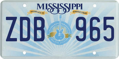MS license plate ZDB965