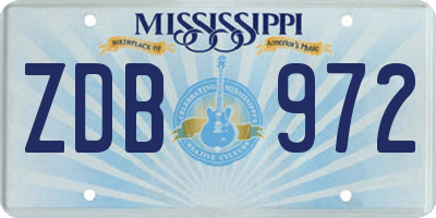 MS license plate ZDB972