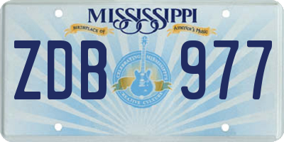 MS license plate ZDB977