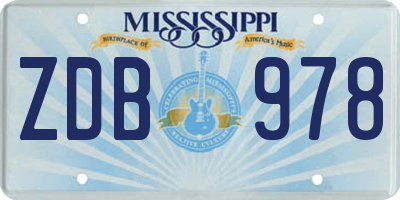 MS license plate ZDB978