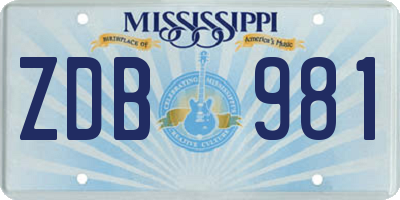 MS license plate ZDB981