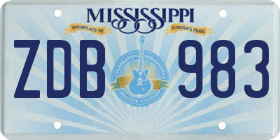 MS license plate ZDB983