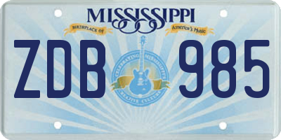 MS license plate ZDB985
