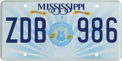 MS license plate ZDB986