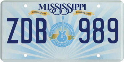 MS license plate ZDB989