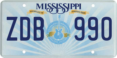 MS license plate ZDB990