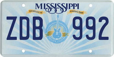 MS license plate ZDB992