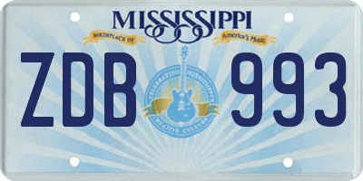 MS license plate ZDB993