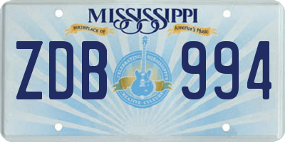 MS license plate ZDB994