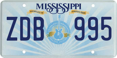 MS license plate ZDB995