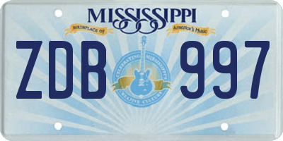 MS license plate ZDB997