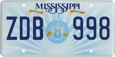 MS license plate ZDB998