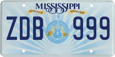 MS license plate ZDB999