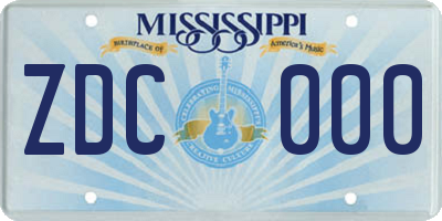 MS license plate ZDC000