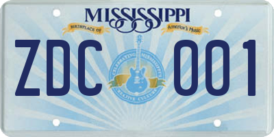 MS license plate ZDC001