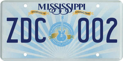 MS license plate ZDC002