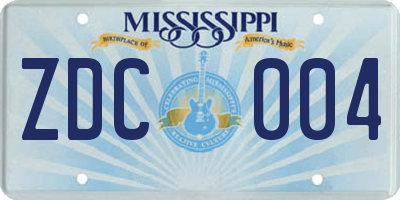 MS license plate ZDC004