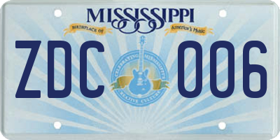 MS license plate ZDC006