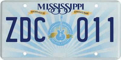 MS license plate ZDC011