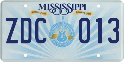 MS license plate ZDC013