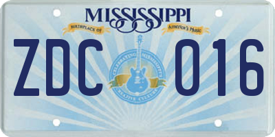 MS license plate ZDC016