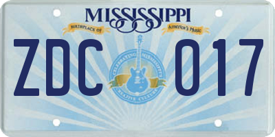MS license plate ZDC017