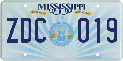 MS license plate ZDC019