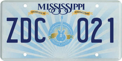 MS license plate ZDC021