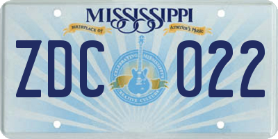 MS license plate ZDC022