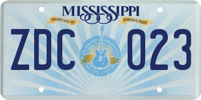 MS license plate ZDC023