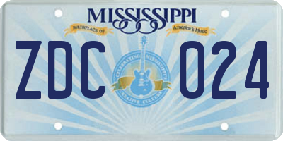 MS license plate ZDC024