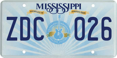 MS license plate ZDC026
