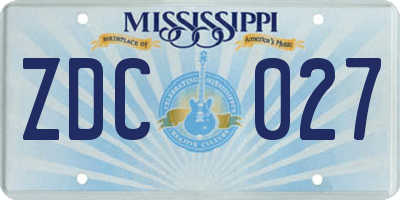 MS license plate ZDC027