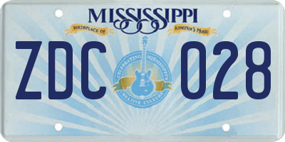 MS license plate ZDC028