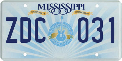 MS license plate ZDC031