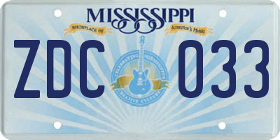MS license plate ZDC033