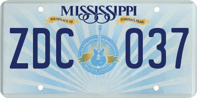 MS license plate ZDC037